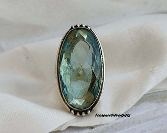 Anillo de aguamarina, plata de ley 925, anillo para mujer, mini anillo de plata, anillo hecho a mano, anillo de piedras preciosas, anillo bohemio, joyería de plata con piedras, anillo de regalo