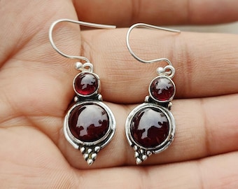 Garnet Earrings, Garnet Gemstone Jewelry, 925 Sterling Silver, Women Earrings, Silver Earrings, Gift Earrings, Pretty Earrings, Gift For Her