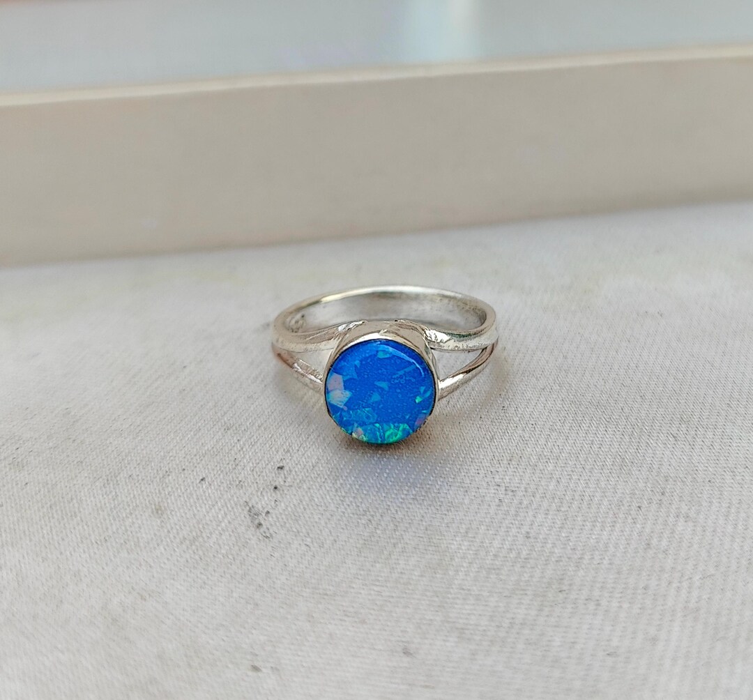 Australian Opal Ring~ 925 Sterling Silver Ring~ Handmade Ring~ Round ...