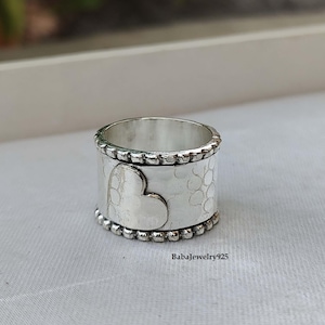 Herz Ring, 925 Sterling Silber Ring, Handgemachter Ring, Silber Herz Ring, Designer Band, Silber Schmuck, Statement Ring, Frauen Ring, Geschenk