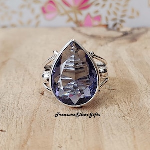 Purple Amethyst Ring, Dainty Ring, 925 Sterling Silver Ring, Handcrafted Silver Ring, Gemstone Amethyst, Statement Jewellery, Bohemian Ring