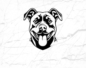 American Pit Bull, Happy Smiling Dog, Terrier Breed Canine, SVG, PNG Clipart Vector Cricut Cut