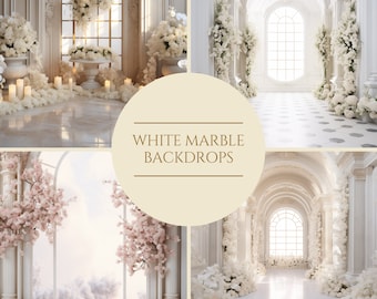 White Marble Room Backdrop for Maternity, Wedding, Portraits and Studio Photography