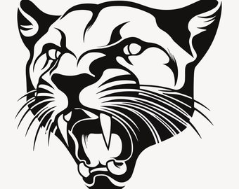 Cougar Svg, Cougar Clipart, Cougar Png, Cougar Head, Cougar Cut Files For Circuit, Cougar Silhouette, Animals Silhouette