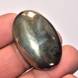 Pyrite Cabochon / Top Grade Apache Gold Pyrite Gemstone / Oval Shape / 85.85 Ct. / 37x26x6 mm. / Loose Gemstone / A-556