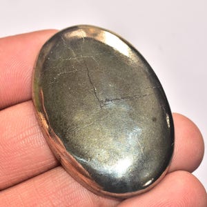 Pyrite Cabochon / Top Grade Apache Gold Pyrite Gemstone / Oval Shape / 123.60 Ct. / 47x31x5 mm. / Loose Gemstone / A-563