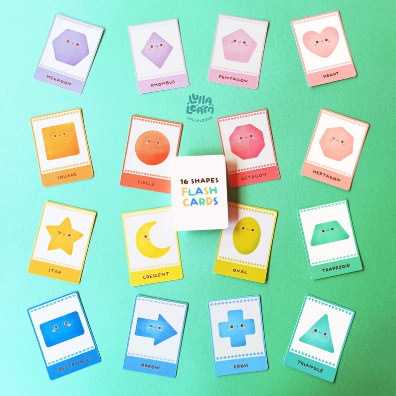 Flashcards 16 Shape Printable Shapes Flash Cards Matching Shape
