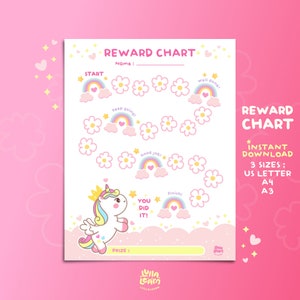 Unicorn Chore Chart for Kids, Toddler Reward Chart Rainbow,Behavior Tracker Printable,Daily Routine Checklist,Reward Chart for Classroom