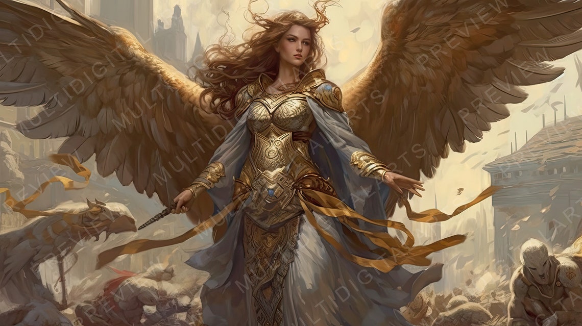 Digital Illustration Angelic Warrior Princess 8736 X 4896 300DPI - Etsy