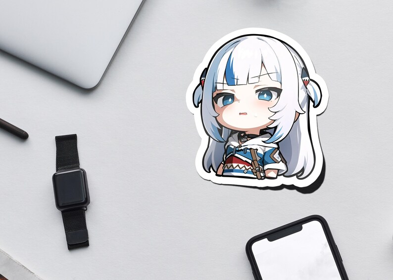 STICKERS Gawr Gura Holoen 6 Different Chibi Gura Stickers With - Etsy