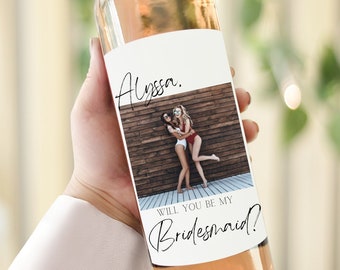 Etiqueta de vino personalizada para dama de honor, regalo con foto