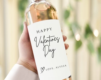 FELIZ DÍA DE SAN VALENTÍN Etiqueta de vino, Regalo de San Valentín, Regalo de San Valentín para parejas, Regalo para ella, Regalo para él, Regalo de pareja, Regalo de vino V-Day