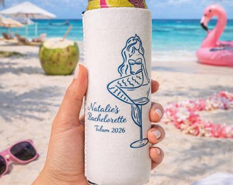 Bachelorette Slim Can Koozie | Desitination Bride | Mermaid Bachelorette Party Favors | Beach Bach Weekend | Custom Bridesmaid Can Cooler