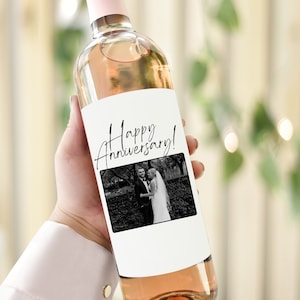 GELUKKIG VERJAARDAG Wijnetiket, jubileumcadeau, jubileumcadeau voor koppels, cadeau voor haar, cadeau stel, gelukkige verjaardag