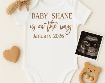 Personalized Baby Announcement Onesie: Custom Name, Due Date, Cotton Bodysuit