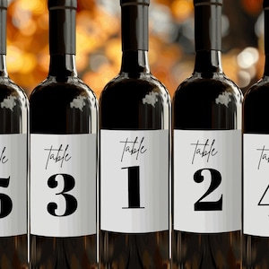 Table Seating Wine Bottle Labels, Printed Seat Labels, Wine Bottle Seating, Wine Bottle Seating Chart, Wedding Table Numbers