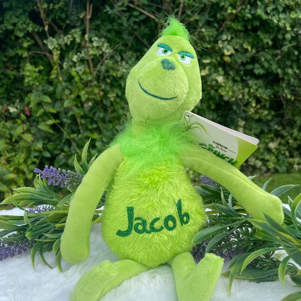 Grinch plush toy/ Grinch personalised toy/ Christmas toy/ Grinch stocking filler/ Grinch teddy/Christmas toy/ Plush teddy/ Novelty Grinch