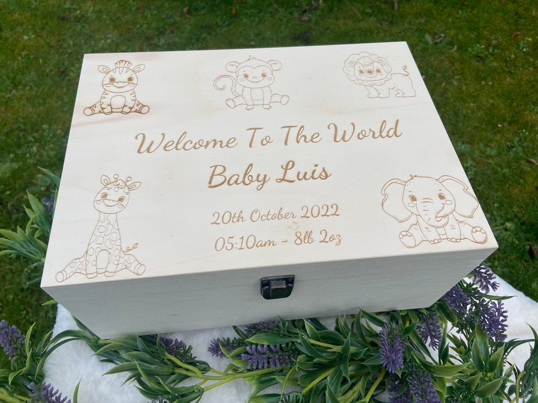 Personalised Baby Keepsake Box/ New Born Keepsakes/ Wooden Keepsake Box ...
