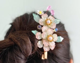 Flower Hairpin, Handmade Combo Petal Hair Clip, Women's Hairpins, Flower Pearl Hair Clip, Hanfu Hair Comb, Summer Hair Clips Gift for Mom