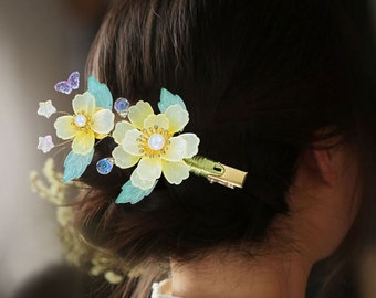 Flower Petal Hairpin, Flower Pearl Hair Clip, Hanfu Hair Comb, Women's Hairpins, Flower Hair Clip, Summer Hair Clips Gift for Mom