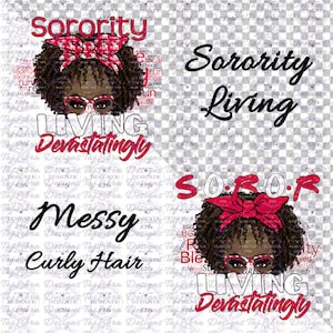 Red and White | Sorority Girls Clipart | Messy Hair | Black woman | HBCU Clipart | DST PNG | Delta Sigma Theta | D9 | African American 1913