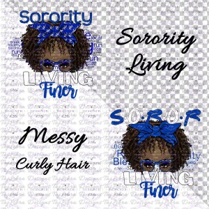 Blue and White | Sorority Girls Clipart | Messy Hair | Black woman | HBCU Clipart | Zeta PNG | Finer | Dove | Divine 9 | Afro American 1920