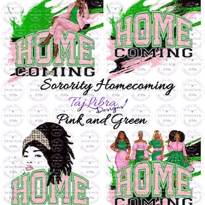 Pink and Green | Sorority Girl Clipart | Homecoming | Black Woman | HBCU Clipart | AKA PNG | Alpha | D9 | Afro American 1908 | Pretty Girl
