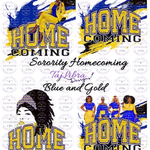 Blue and Gold | Sorority Girls Clipart | Homecoming | Black woman | HBCU Clipart | Rho PNG | Rhoyalty | D9 | Afro American 1922