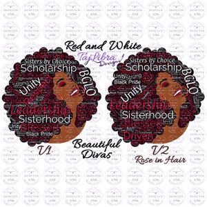 Red and White | Sorority Girl Clipart | Beautiful Diva | Black Woman | HBCU Clipart | PNG | Devastating | D9 | Afro American 1913 | Deltas