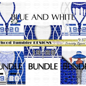 Blue and White Zipper Tumbler Design | Tumbler Designs for Black Women | Zeta Tumbler Design | Finer | Dove | D9 | Afro American 1920