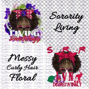 Red and White | Sorority Girl Clipart | Messy Hair | Black woman | Floral | HBCU | DST PNG | Delta Pyramid | D9 | African American 1913