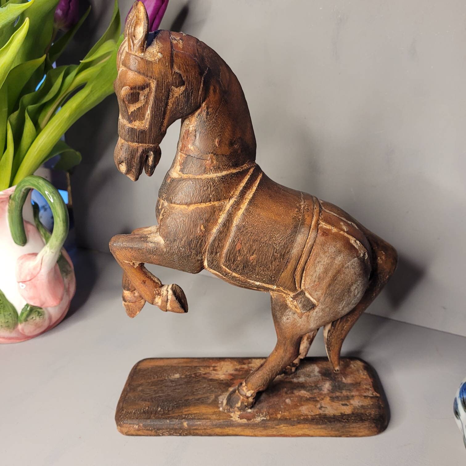 Wooden Horse Sculpture Etsy