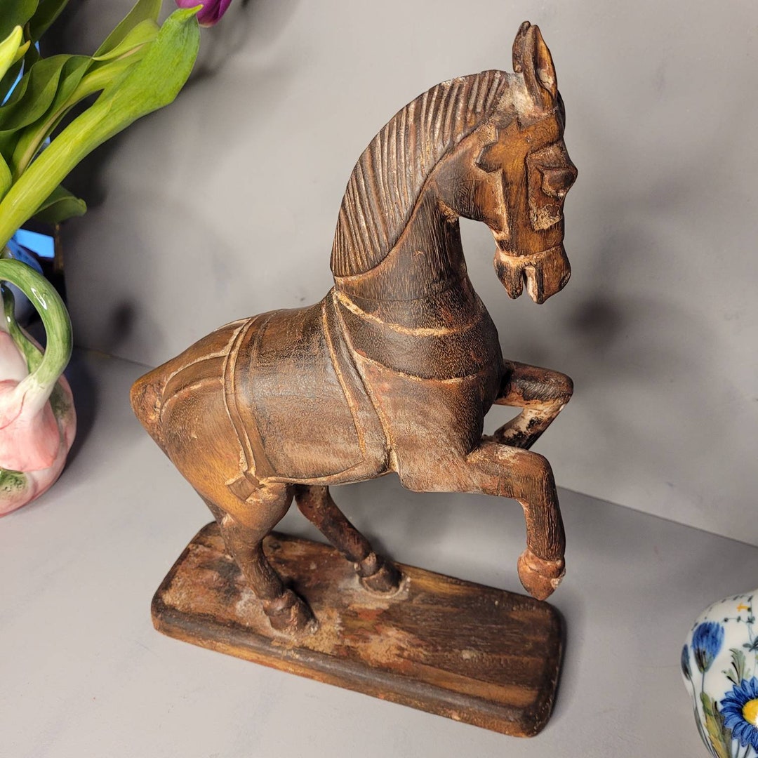 Wooden Horse Sculpture Etsy