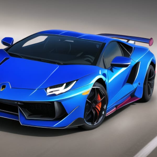 Blue Lamborghini Digital Print