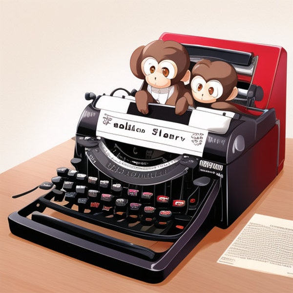 Infinite Monkey Typewriter Anime Digital Artwork