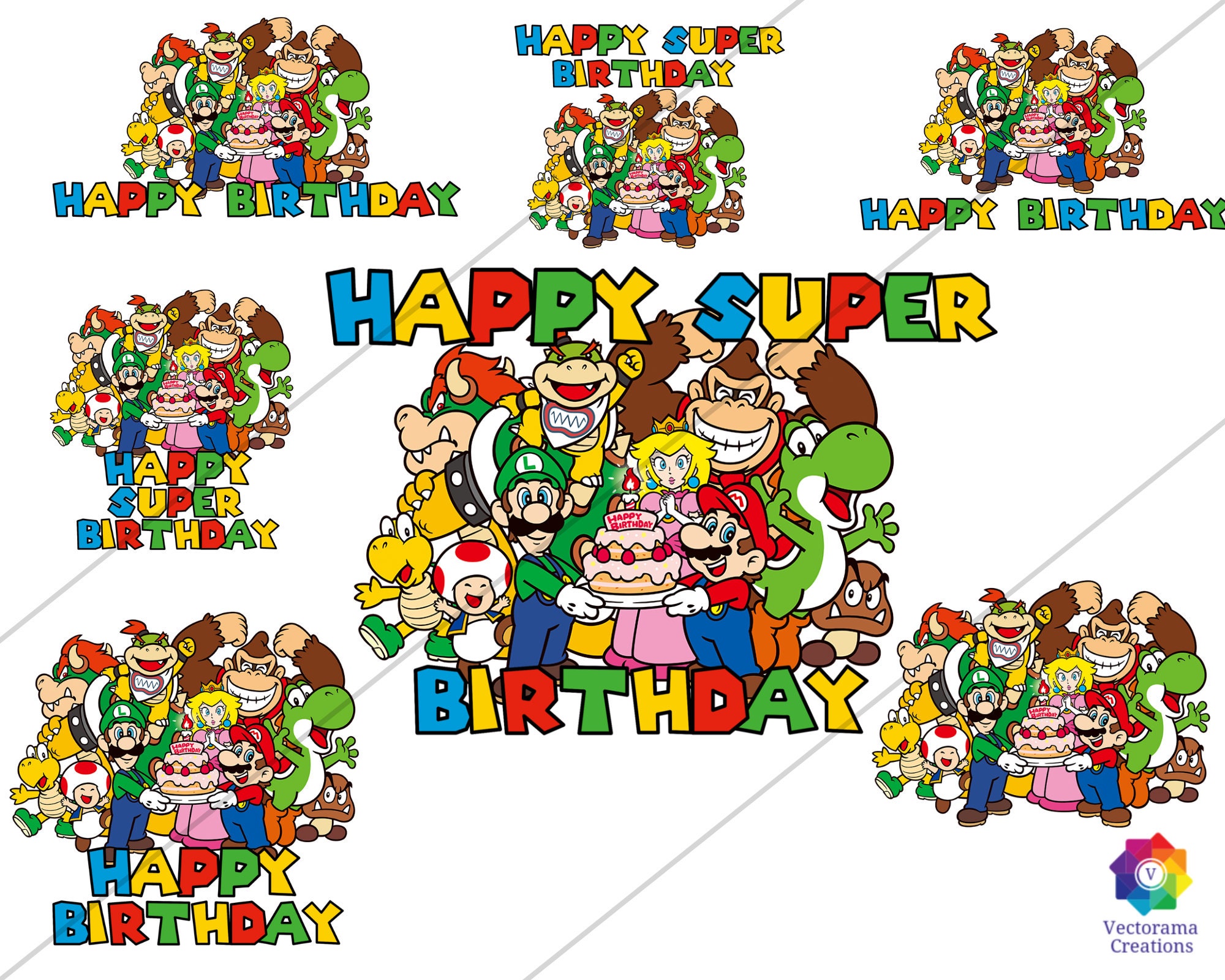 HAPPY BIRTHDAY PNG Transparent Logo Super Mario Inspired Printable Kids ...