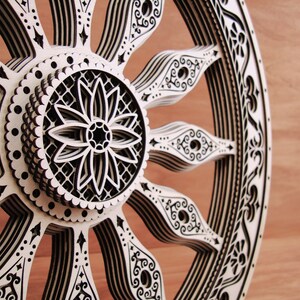 AnturaDesign Sicilian cart wheel, 3D Wood Wall Art, Sicily Art, Mandala Lasercut Multilayer, Arts and Crafts.