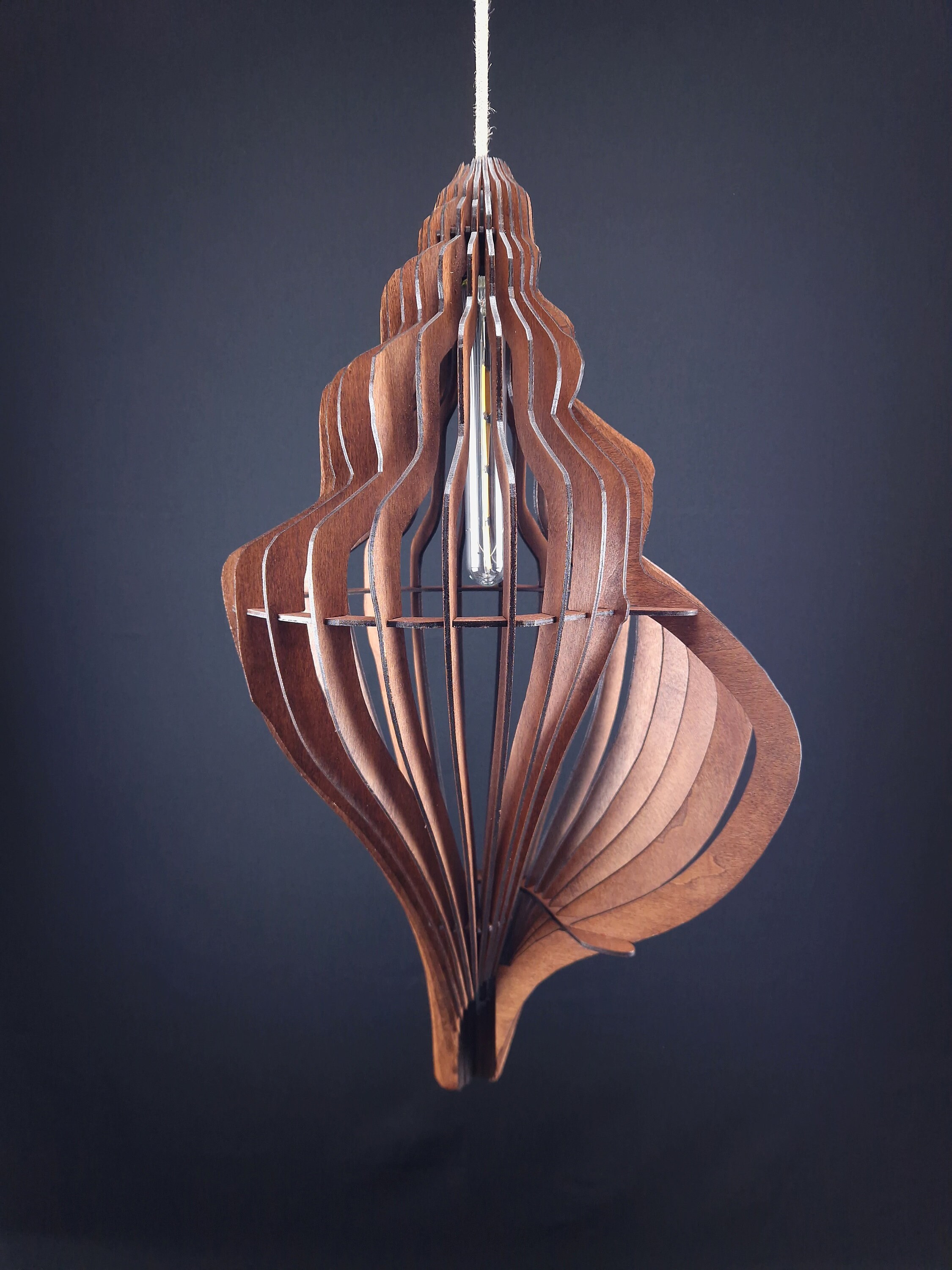 Wooden Sea Shell Pendant Chandelier, Ceiling Lighting, Lampshade, Lamp ...