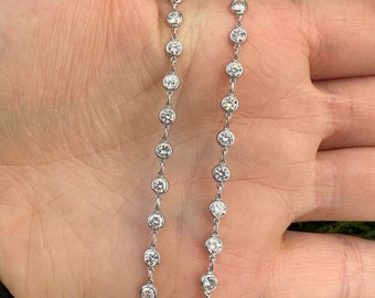 925 silver 3mm Round cut White Sapphire Diamonds by the Yard16,18,20 inch  Necklace for Women White Gold plated