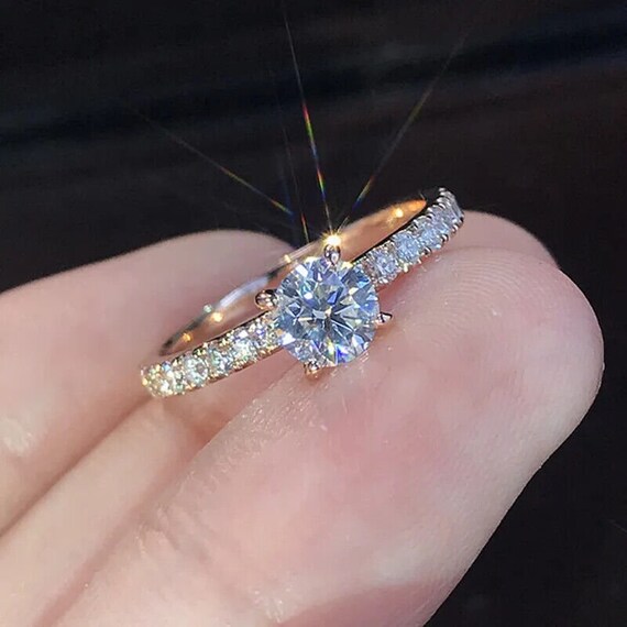 Bague De Mariage Femme - Plaqué Or 14k - Diamant De Laboratoire 2,10 Carats - Personnalisable
