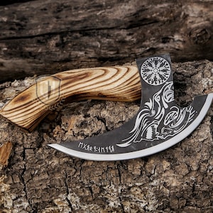 Pizza Axe, Pizza Slicer Hand forged Viking Pizza Cutter, Viking Bearded Camping Axe Kitchen Pizza knife, Pizza Love Gift , Christmas gift