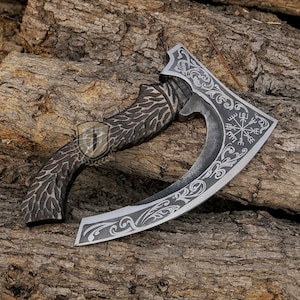 HandMade Pizza Axe,Pizza Slicer Hand forged Viking Pizza Cutter,Viking Bearded Camping Axe Kitchen Pizza knife, Pizza Lover, father,s day