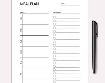 Weekly Meal Planner Printable: Fillable Food Tracker & Grocery List (A4/A5/US Letter PDF)