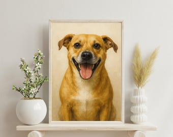 Custom Pet Portrait | Personalized Dog Cat Art From Photo| Oil Painting Style Gift| Pet Memorial | Digital Download or Canvas Print Wall Art