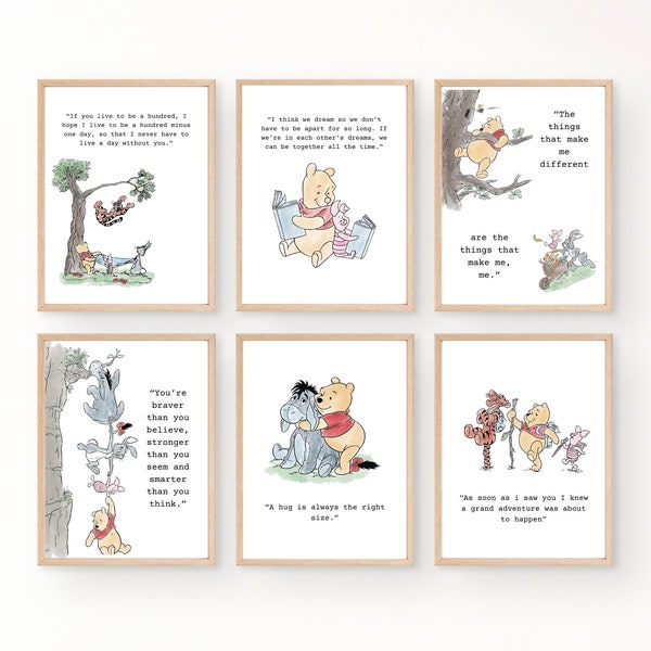 Winnie the Pooh Quote Prints, Winnie the Pooh Poster, Pooh, Baby Shower Pooh, Nursery Decor, Nursery Wall Art, New Baby Gift