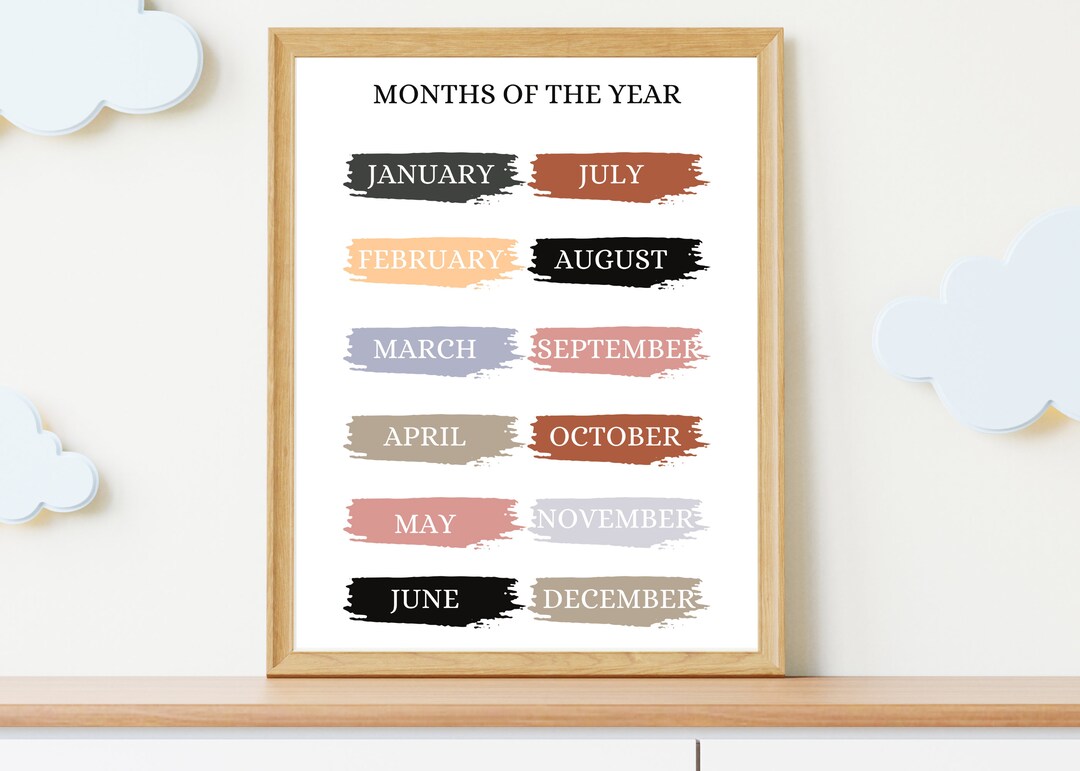 Rainbow Months of the Year Poster Printable Wall Art Rainbow - Etsy