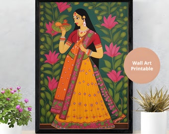 Mughal Art Print: Royal Indian Woman Portrait (Digital Download)
