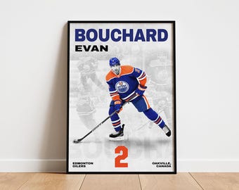 Evan Bouchard Hockey Poster, Edmonton Oilers Wall Art, Printable Gift for Hockey Fans