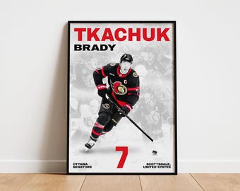 Brady Tkachuk Hockey Poster, Ottawa Senators Wall Art, Printable Gift for Hockey Fans
