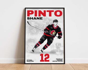 Shane Pinto Hockey Poster, Ottawa Senators Wall Art, Printable Gift for Hockey Fans
